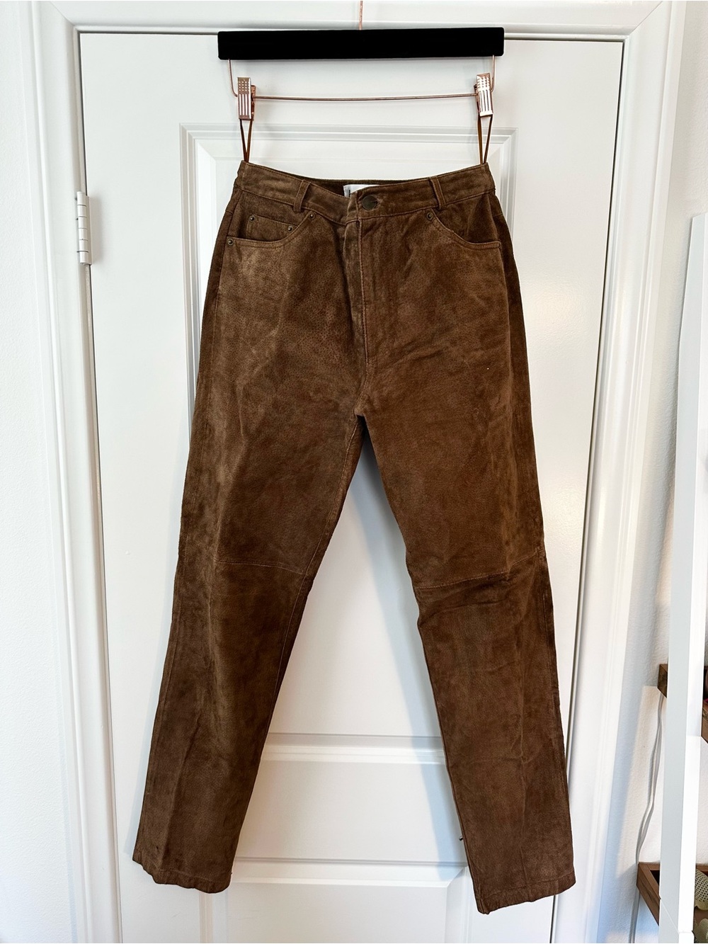Vintage Bagatelle 100% Leather Brown Suede High Rise Pants Fall Western Size 6